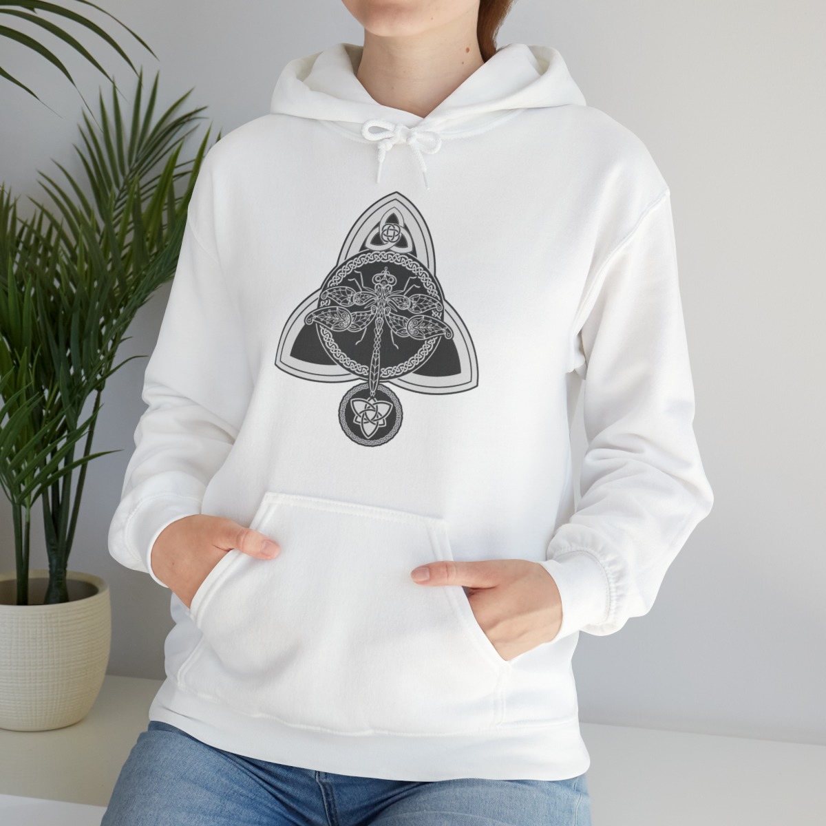 Gray Celtic Dragonfly Pullover Hoodie
