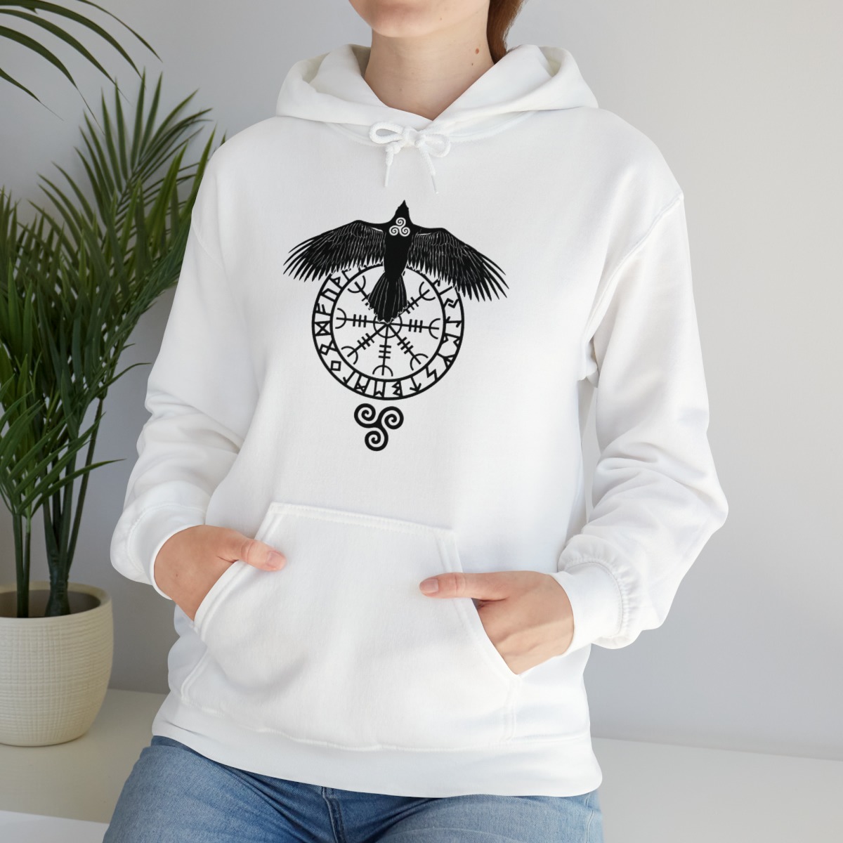 Runic Raven Pullover Hoodie