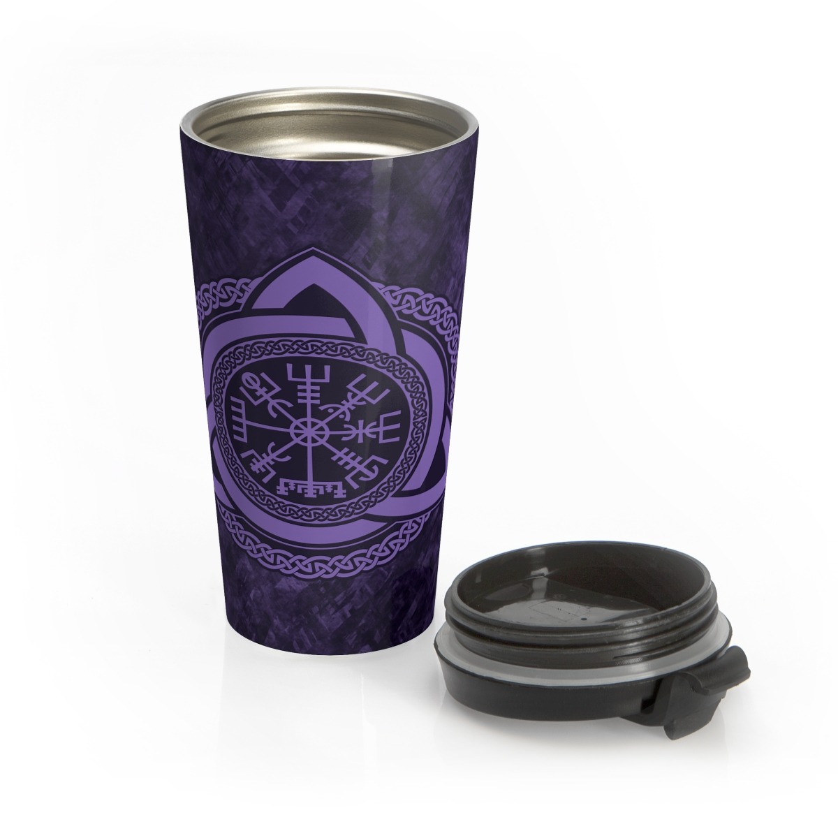 Purple Celtic Vegvisir Steel Travel Mug