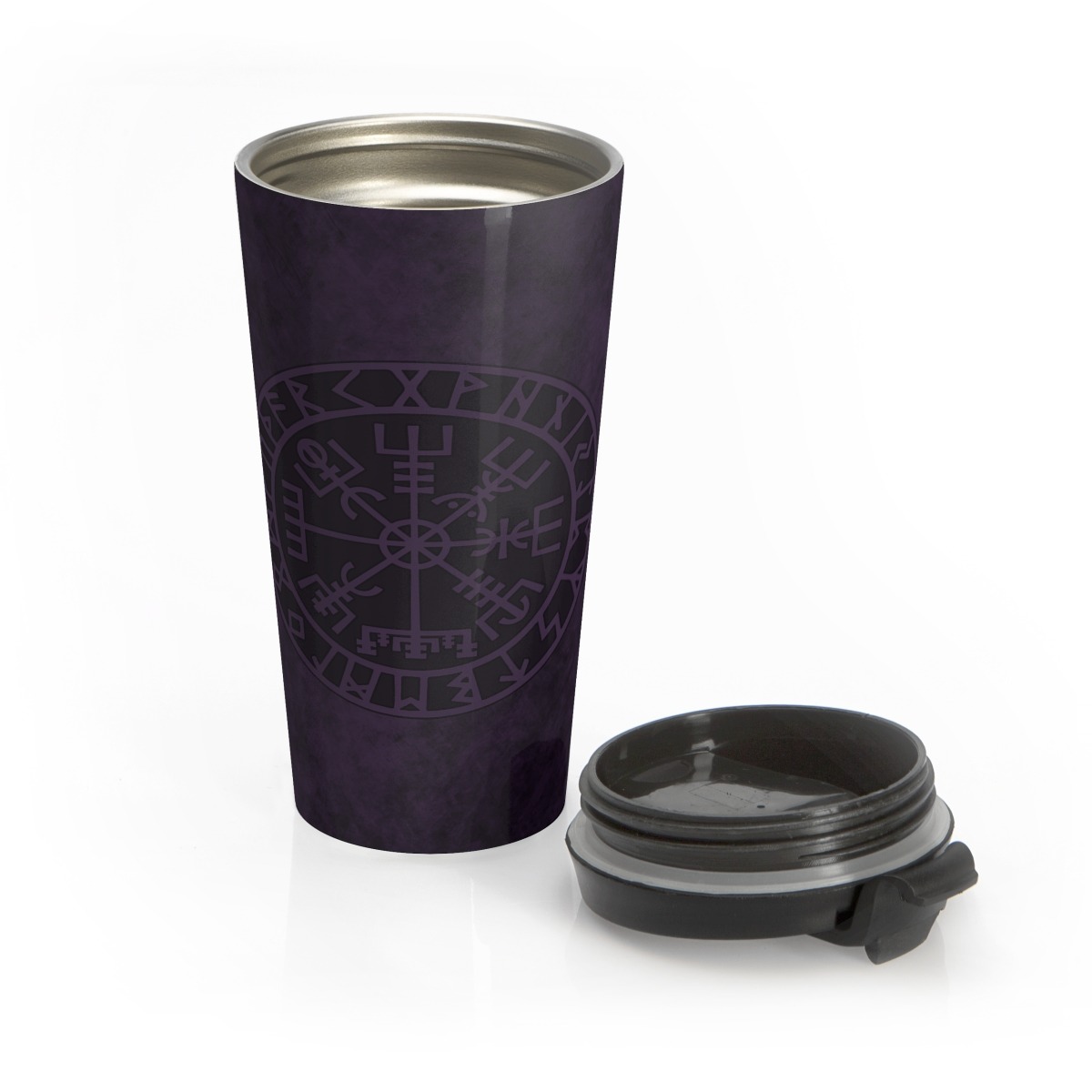 Purple Runic Vegvisir Stainless Steel Travel Mug