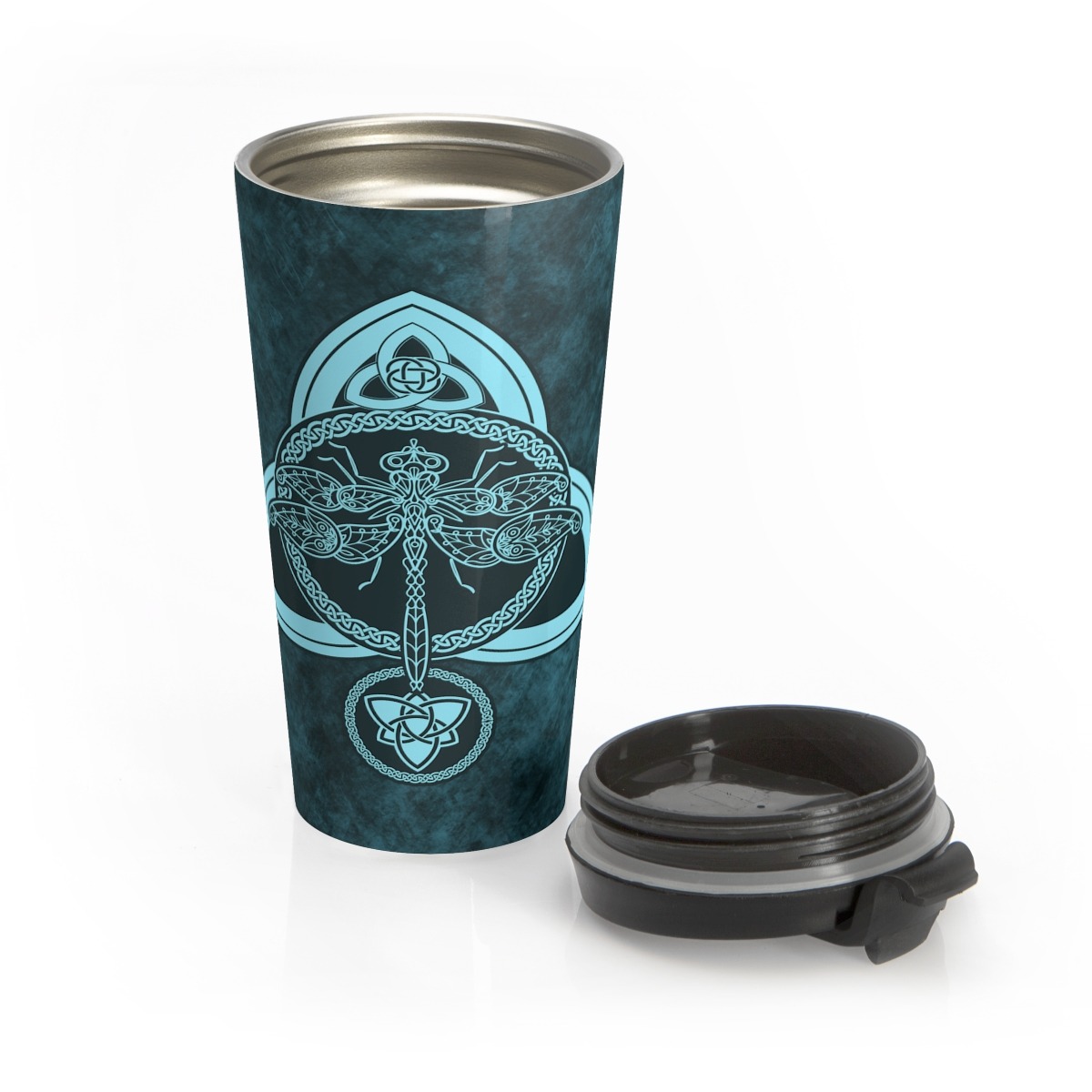 Aqua Celtic Dragonfly Stainless Steel Travel Mug