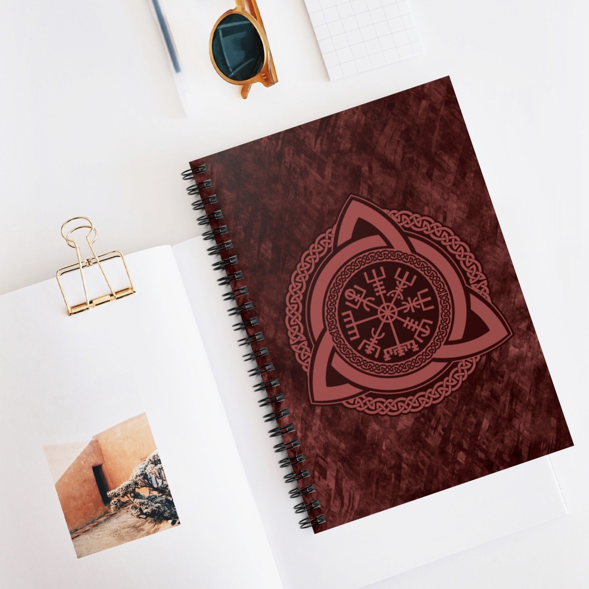 Red Celtic Vegvisir Spiral Notebook