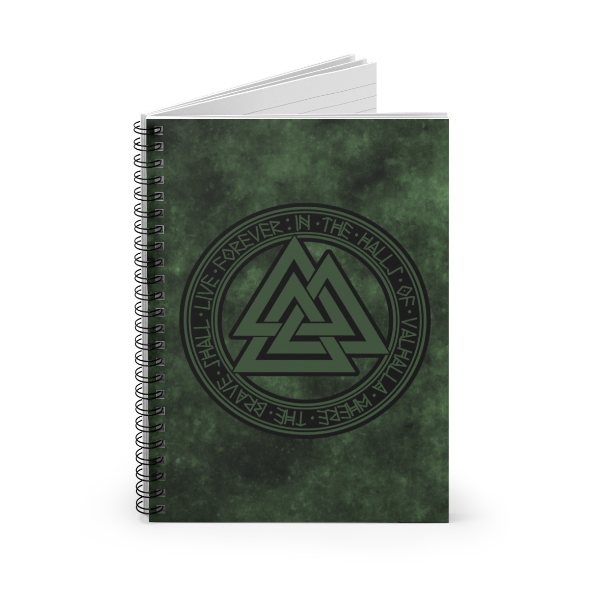 Green Valknut Spiral Notebook