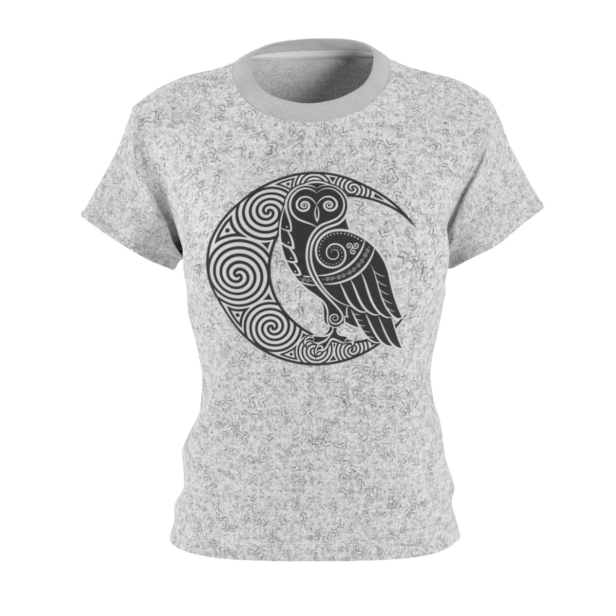Gray Owl Crescent Moon Women’s All Over Print Tee
