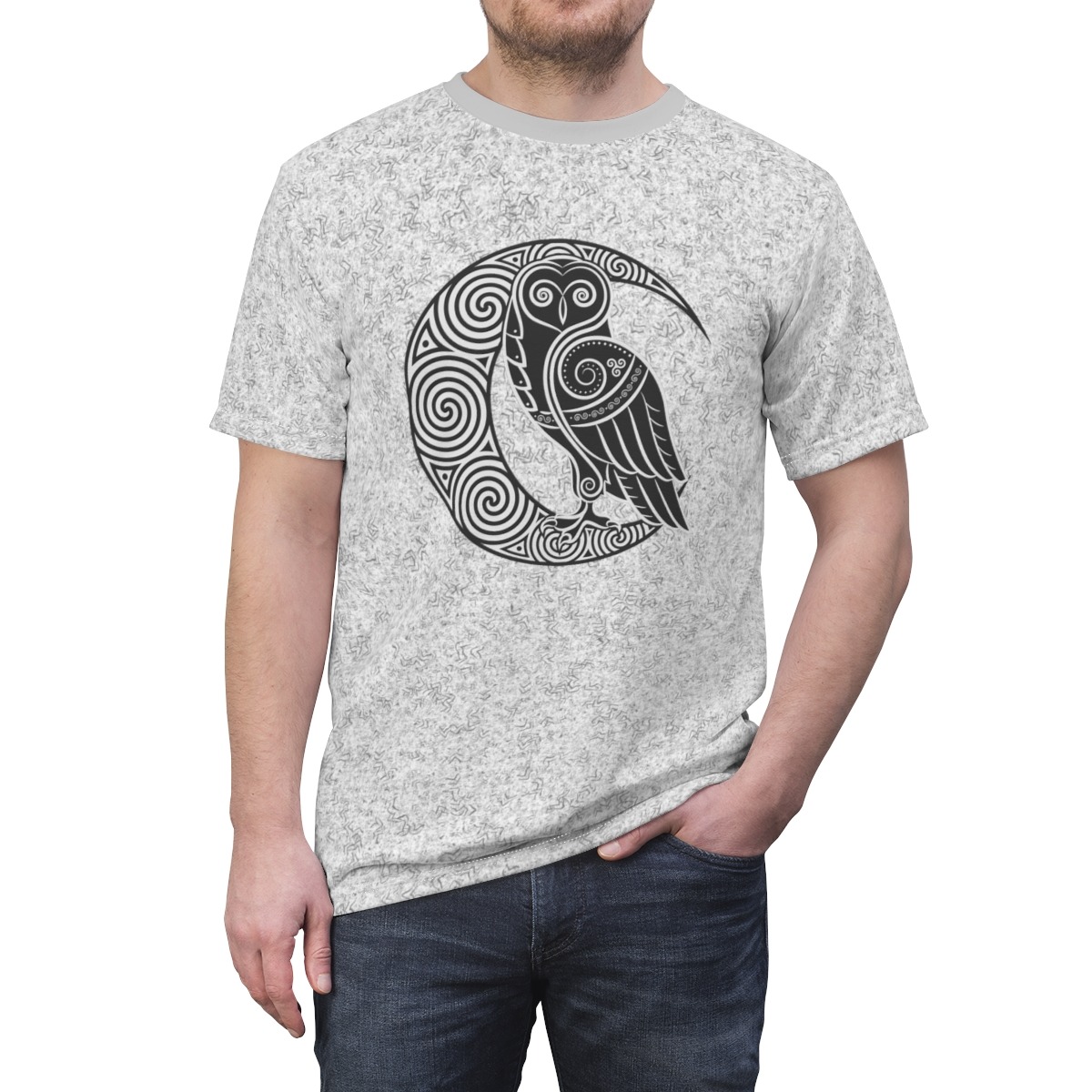 Crescent Moon Owl All Over Print Unisex Tee