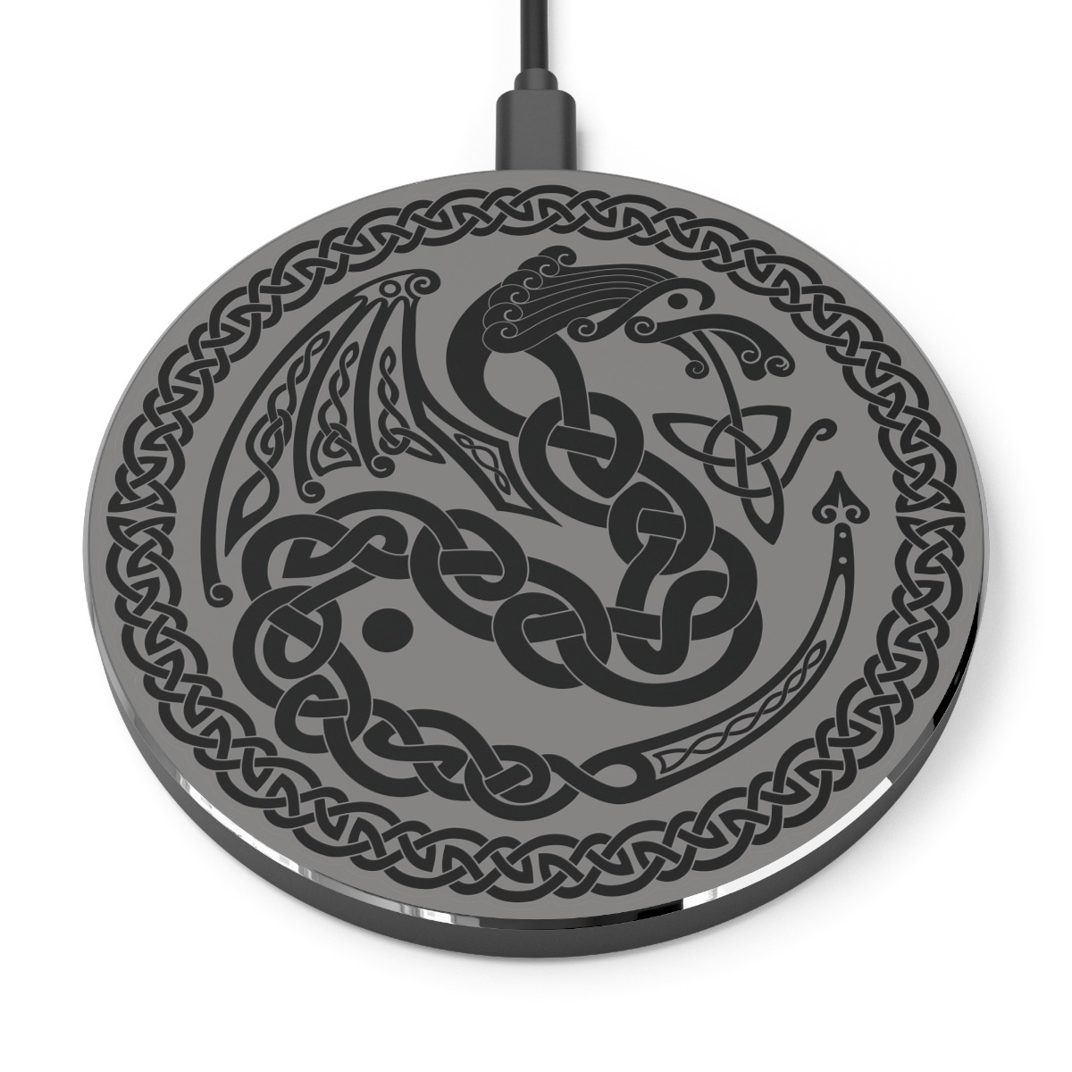 Gray Celtic Dragon Wireless Charger