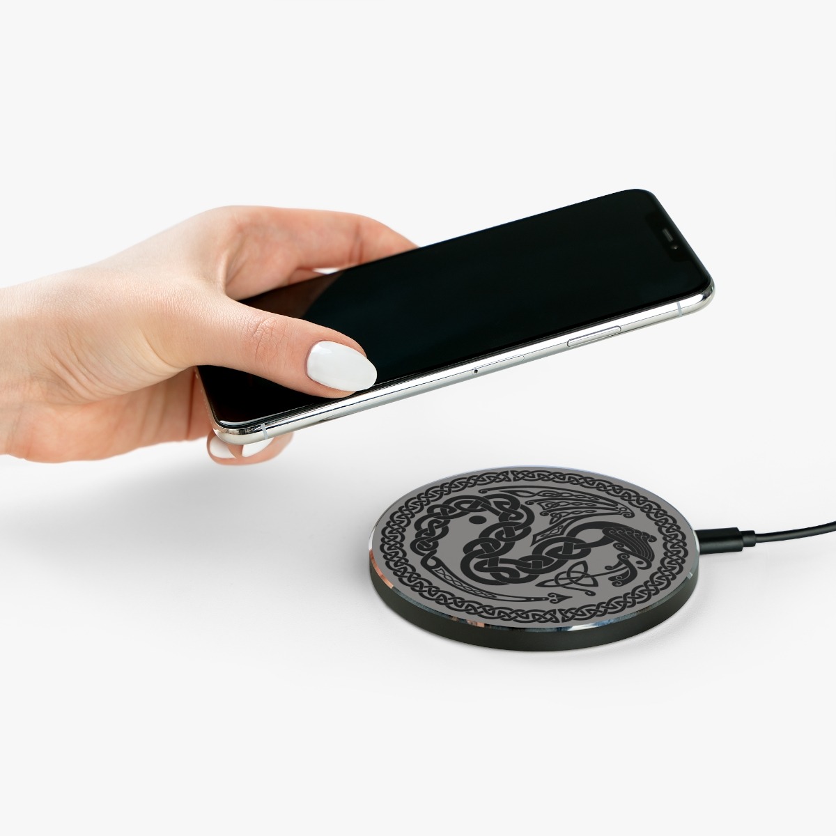 Gray Celtic Dragon Wireless Charger