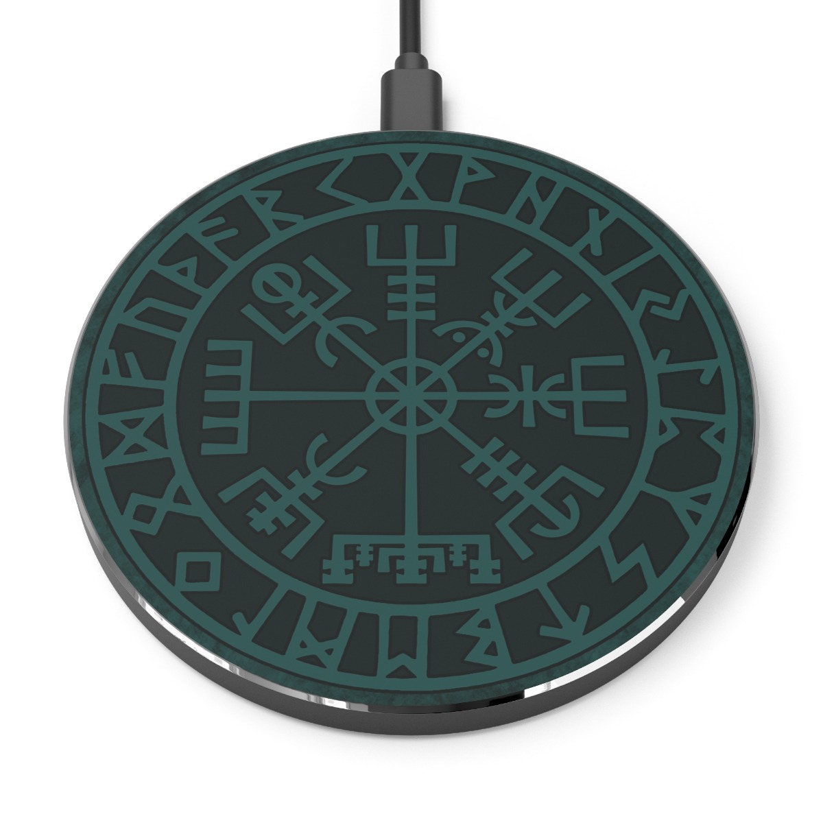 Teal Runic Vegvisir Wireless Charger