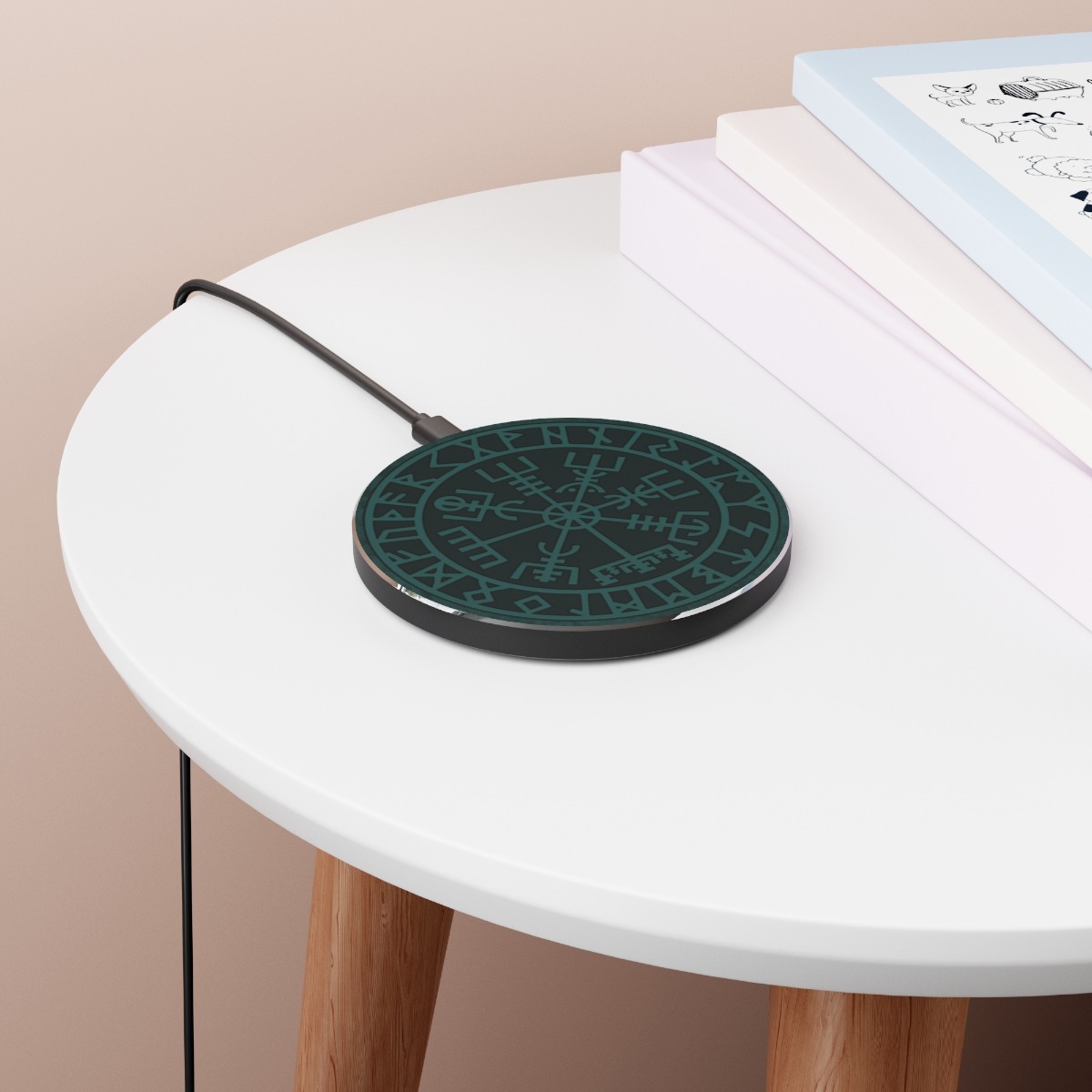 Teal Runic Vegvisir Wireless Charger