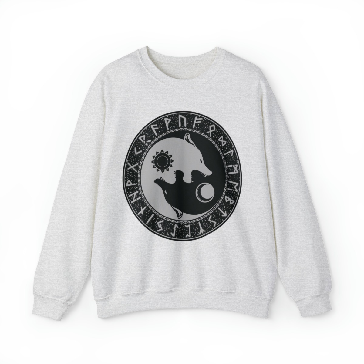 Gray Runic Wolves Yin-yang Unisex Heavy Blend™ Crewneck Sweatshirt