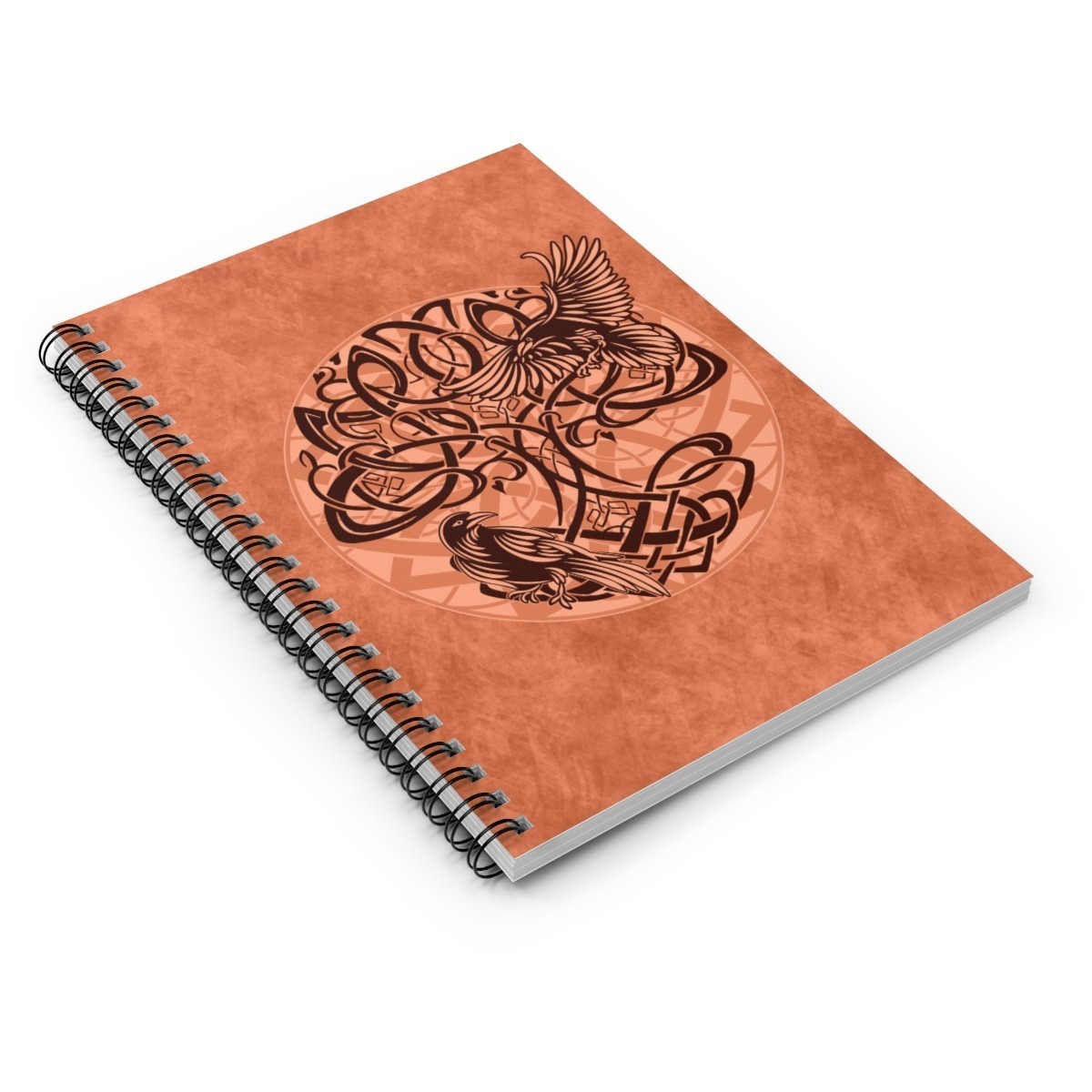 Coral Yggdrasil Ravens Ruled Line Spiral Notebook