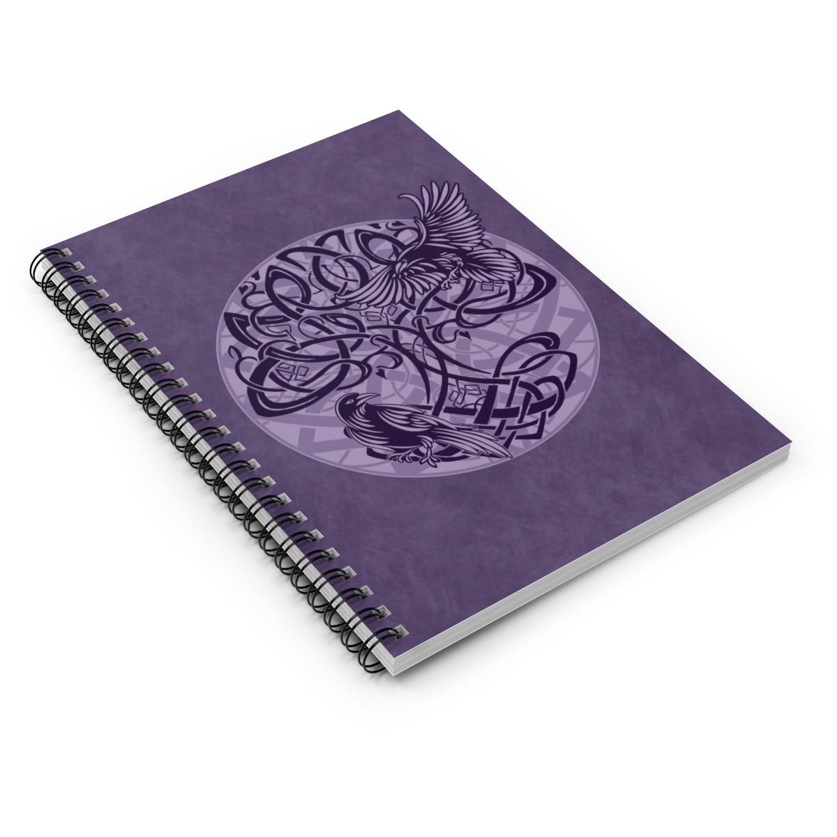 Purple Yggdrasil Ravens Spiral Notebook