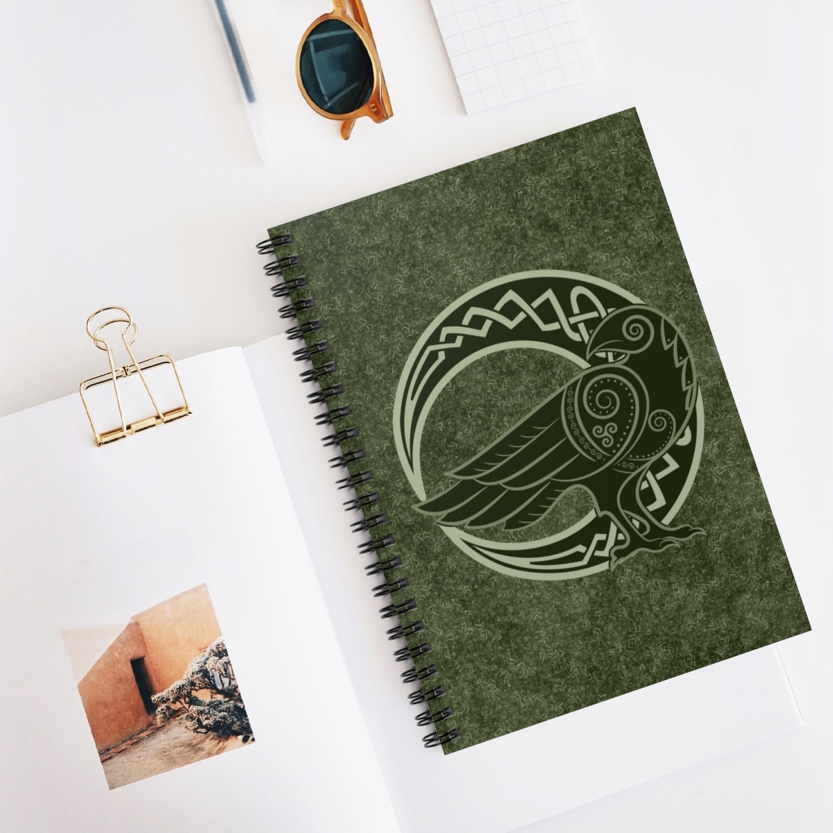 Raven Crescent Moon Spiral Notebook