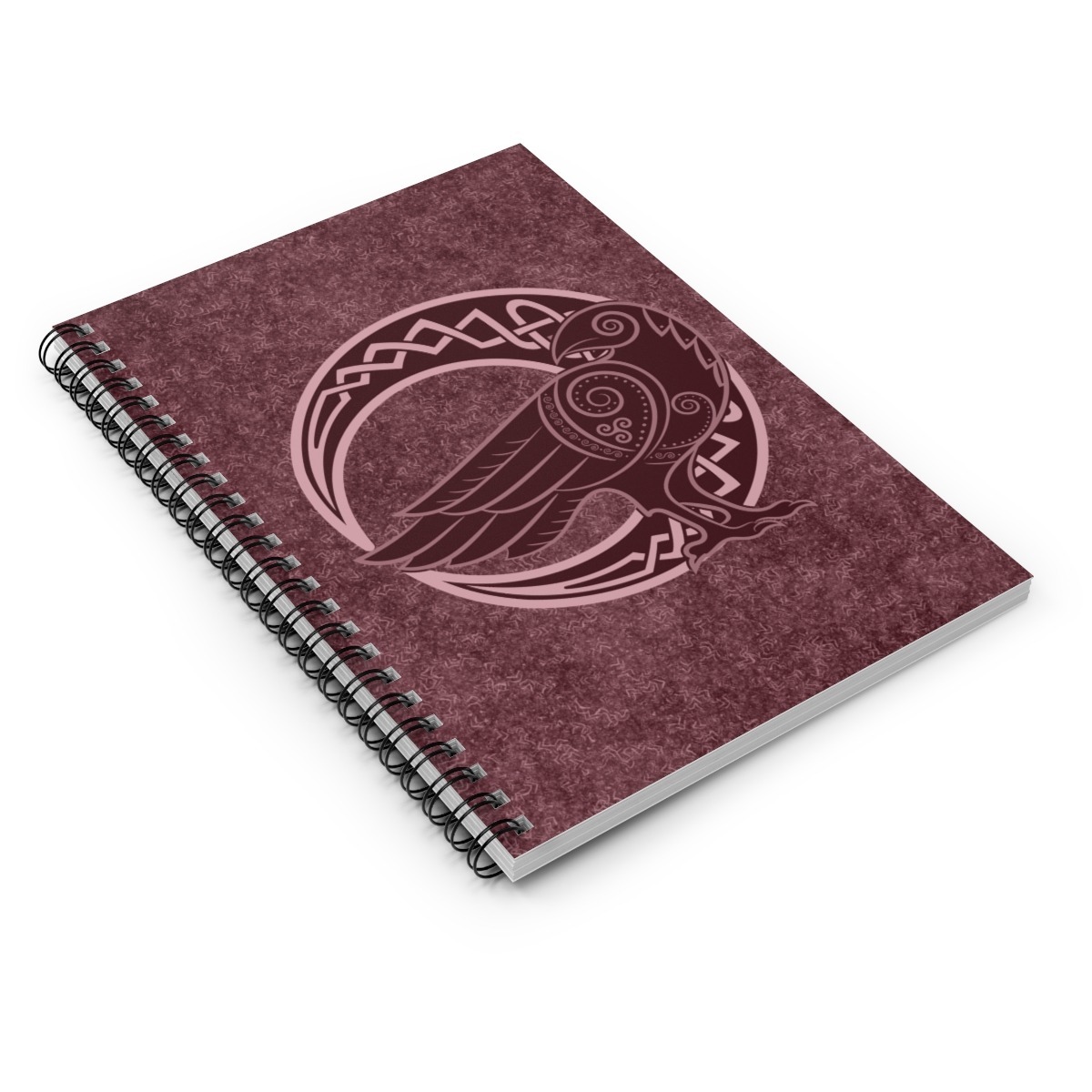 Burgundy Raven Crescent Moon Spiral Notebook