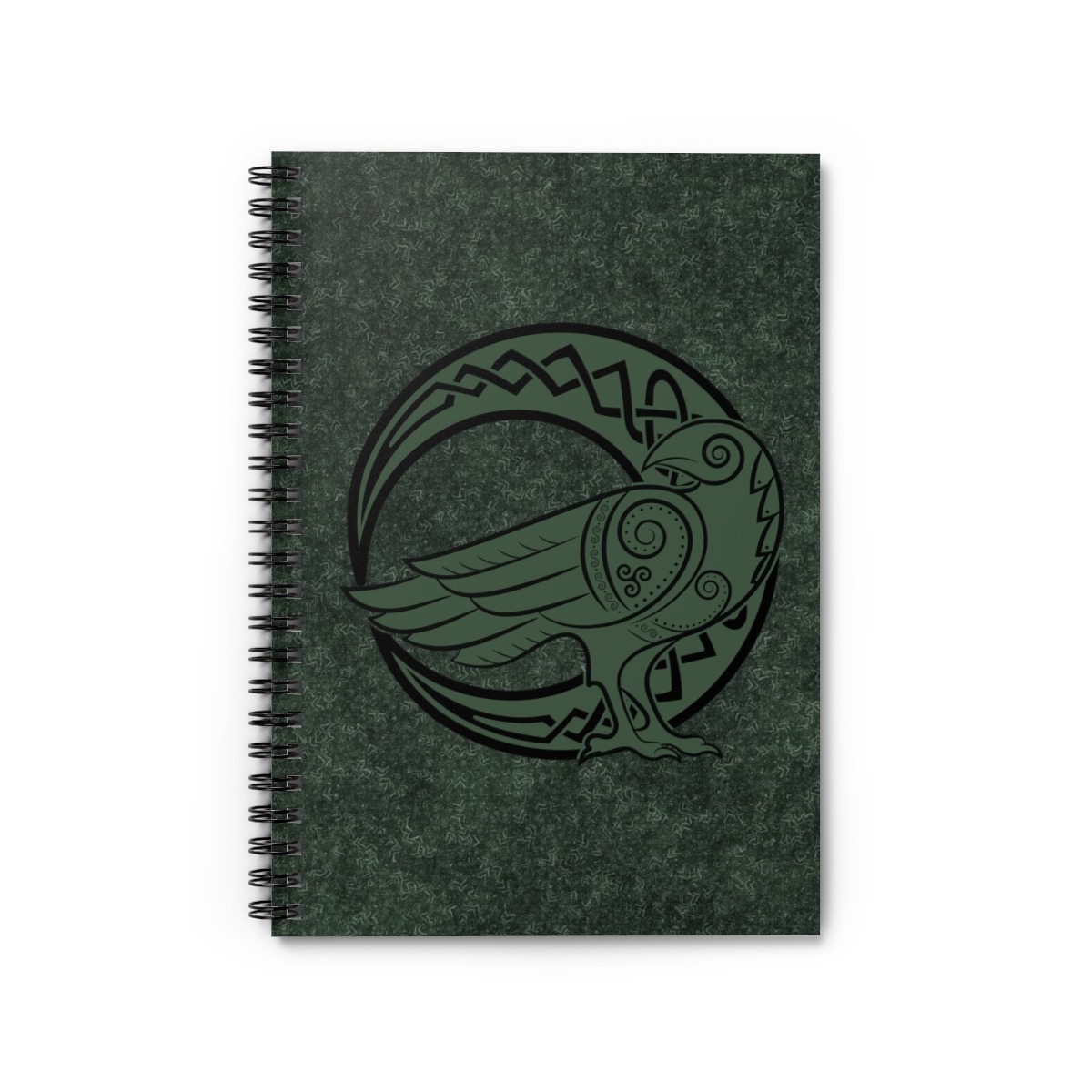Forest Green Raven Crescent Moon Ruled Line Spiral Notebook