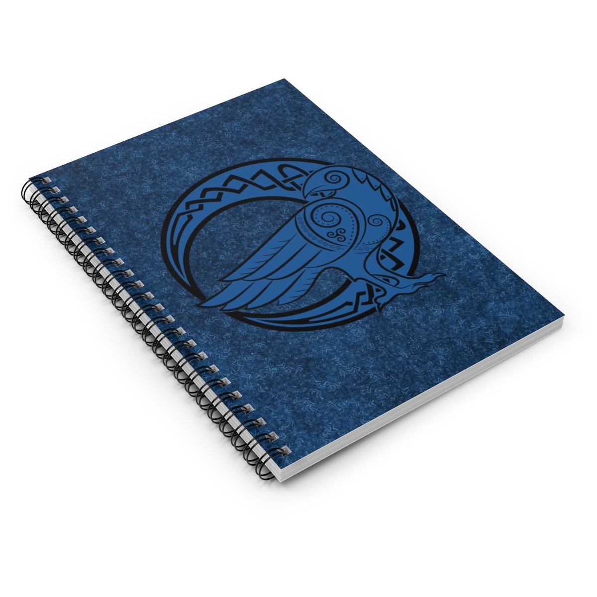 Royal Blue Raven Crescent Moon Ruled Line Spiral Notebook