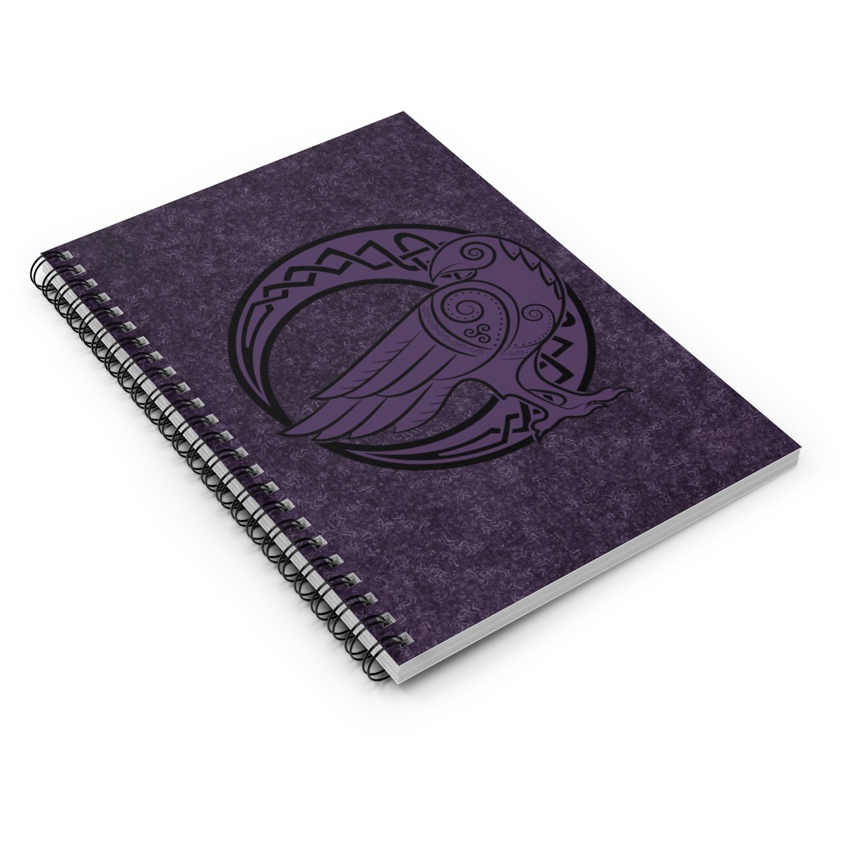 Purple Raven Crescent Moon Ruled Line Spiral Notebook