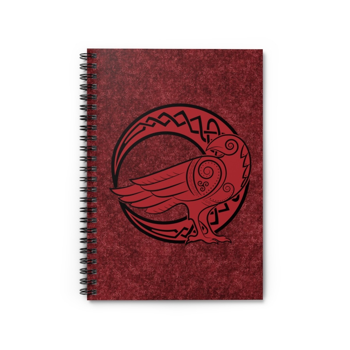 Red Raven Crescent Moon Spiral Notebook