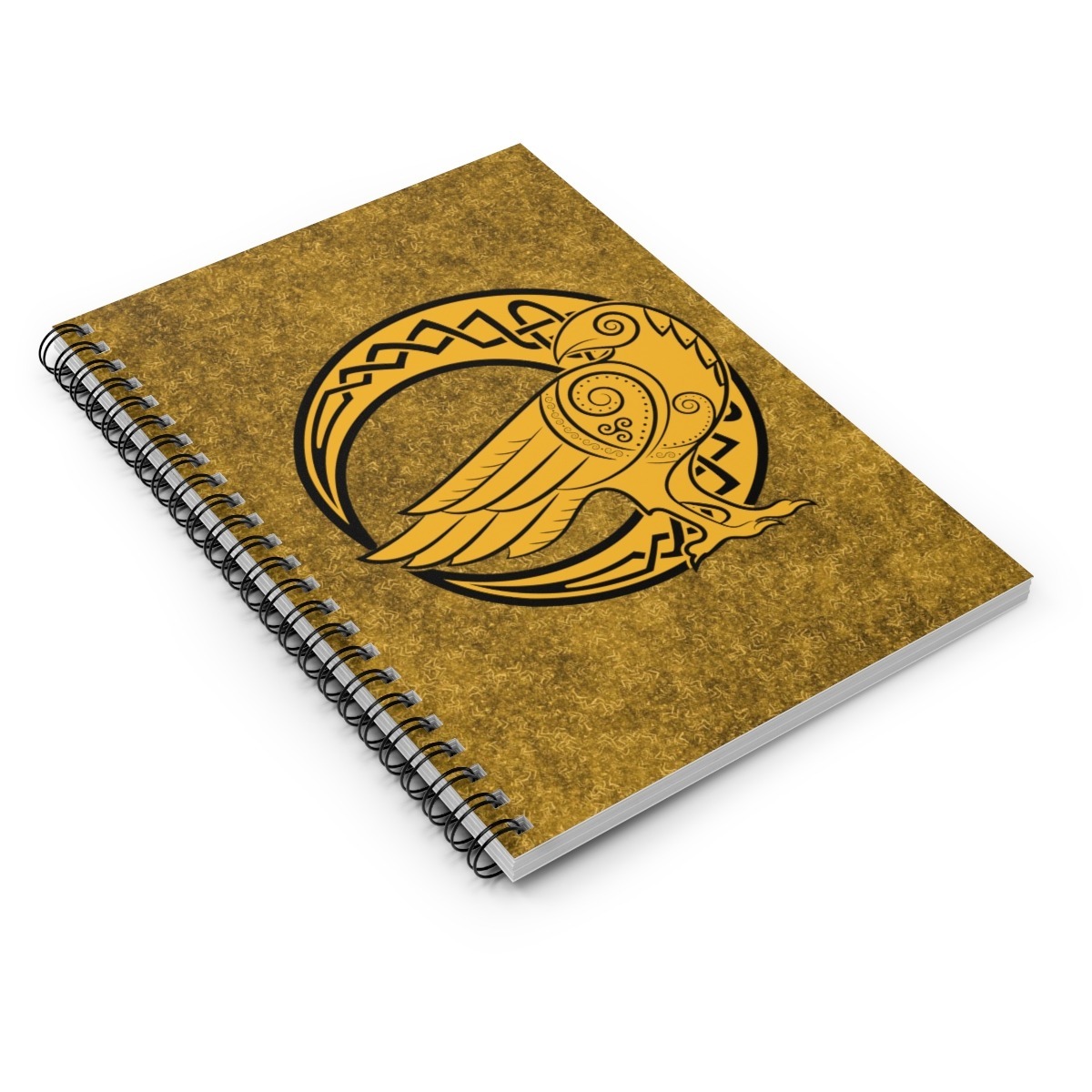 Yellow Raven Crescent Moon Ruled Line Spiral Notebook