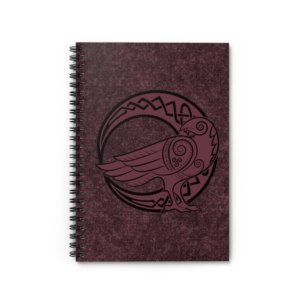 Maroon Raven Crescent Moon Ruled Line Spiral Notebook