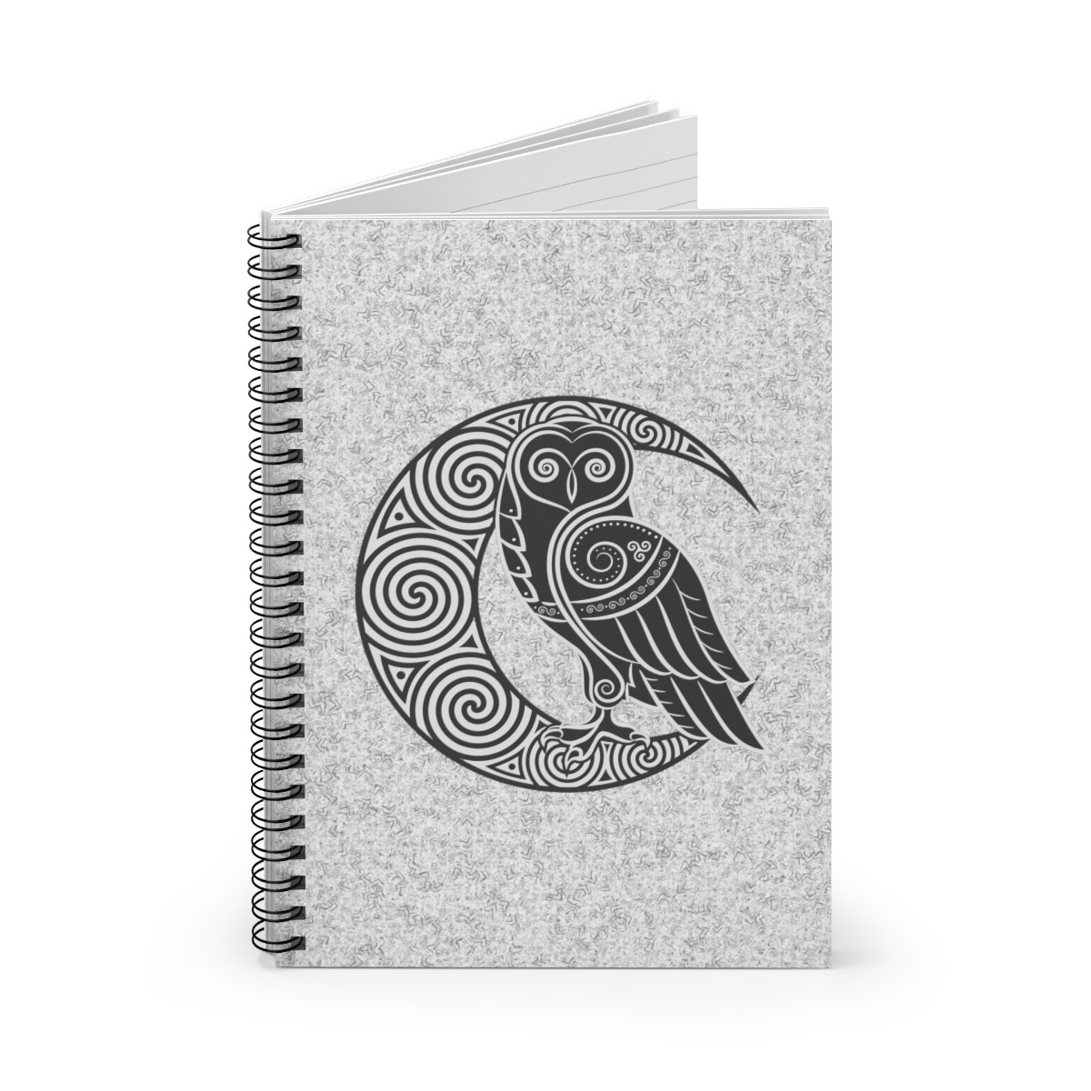 Gray Owl Crescent Moon Spiral Notebook