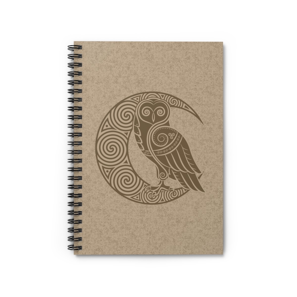 Gold Owl Crescent Moon Spiral Notebook