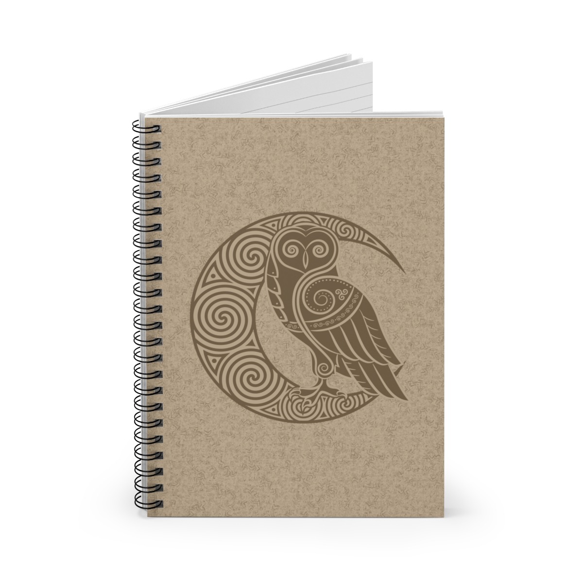 Gold Celtic Owl Moon Line Spiral Notebook