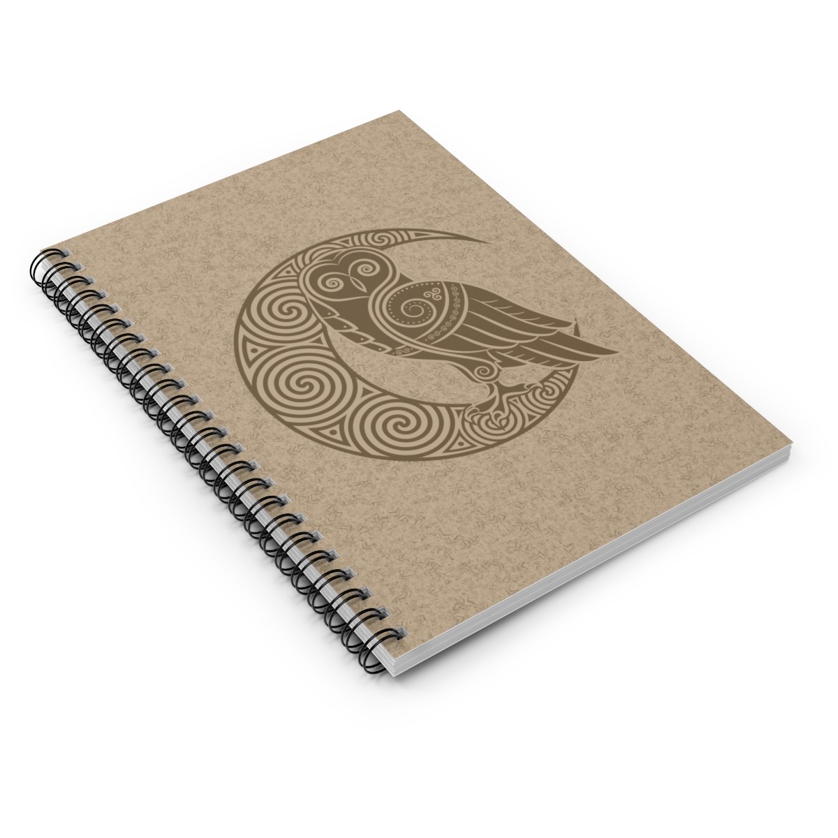Gold Owl Crescent Moon Spiral Notebook