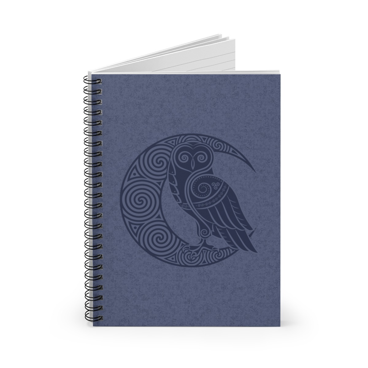 Blue Owl Crescent Moon Spiral Notebook