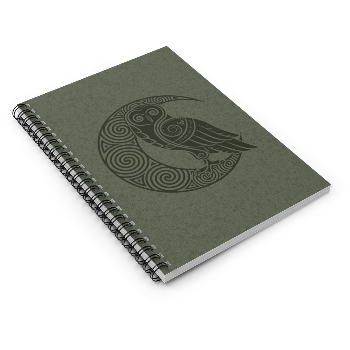 Green Owl Crescent Moon Spiral Notebook