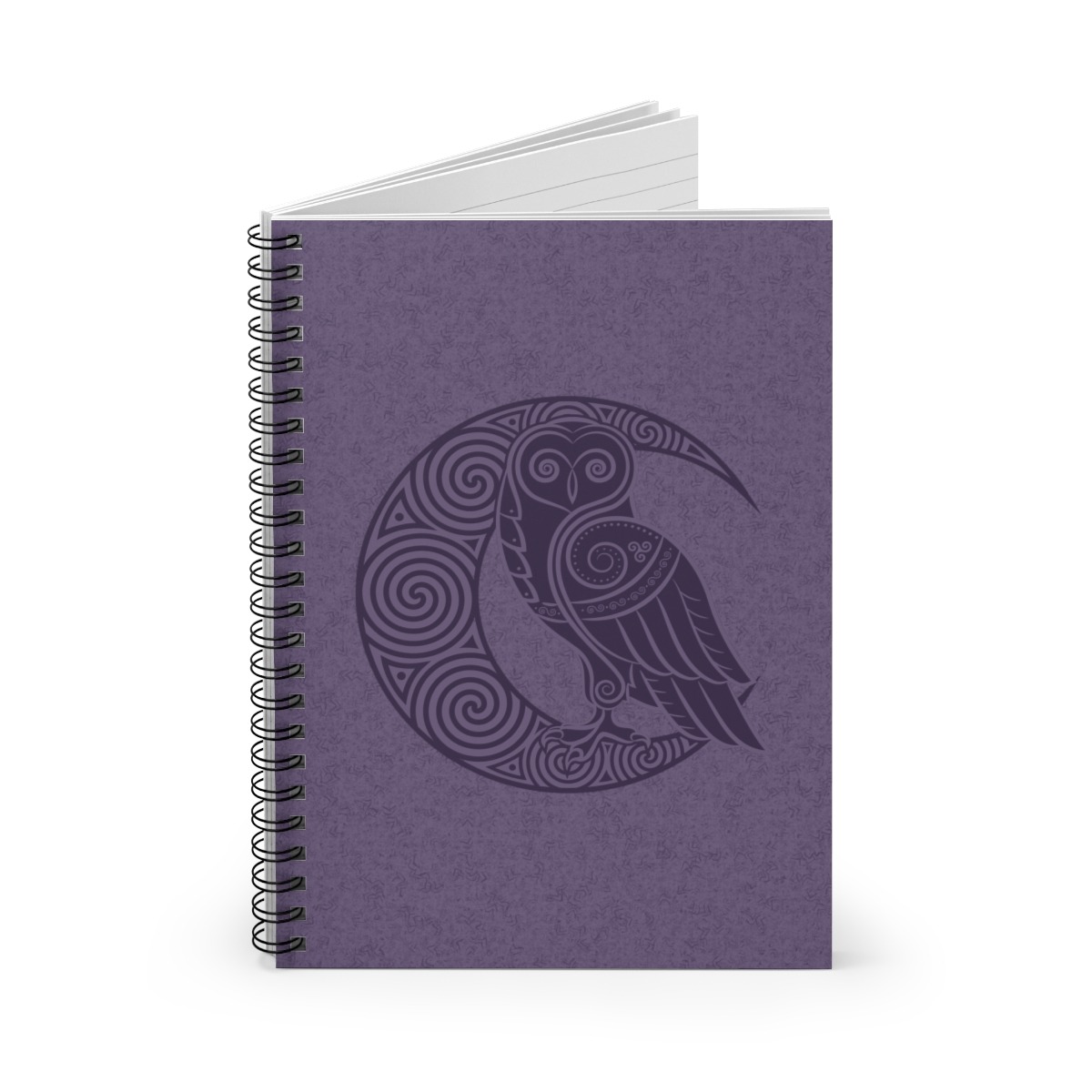 Purple Celtic Owl Moon Line Spiral Notebook