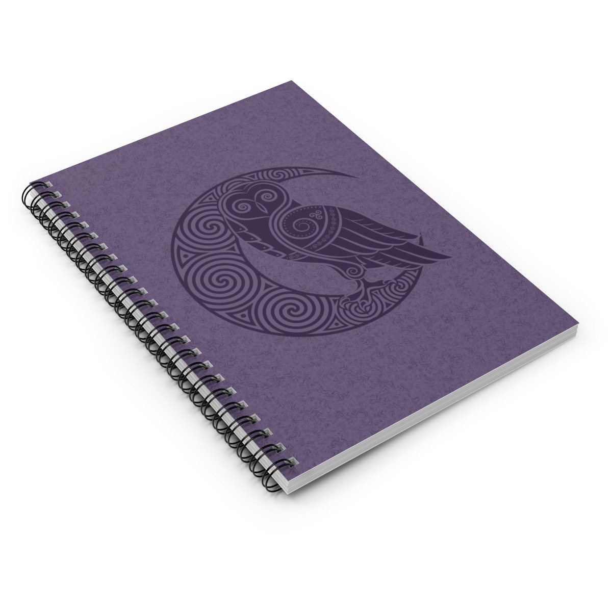 Purple Celtic Owl Moon Line Spiral Notebook