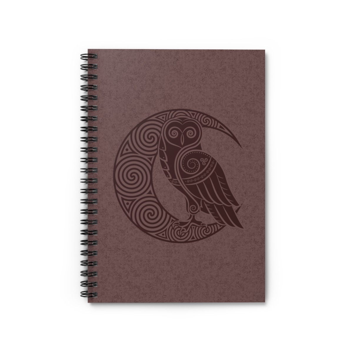 Maroon Celtic Owl Moon Line Spiral Notebook