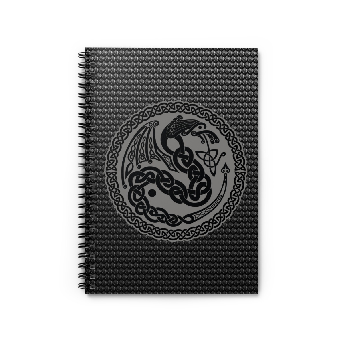 Gray Celtic Dragon Ruled Line Spiral Notebook