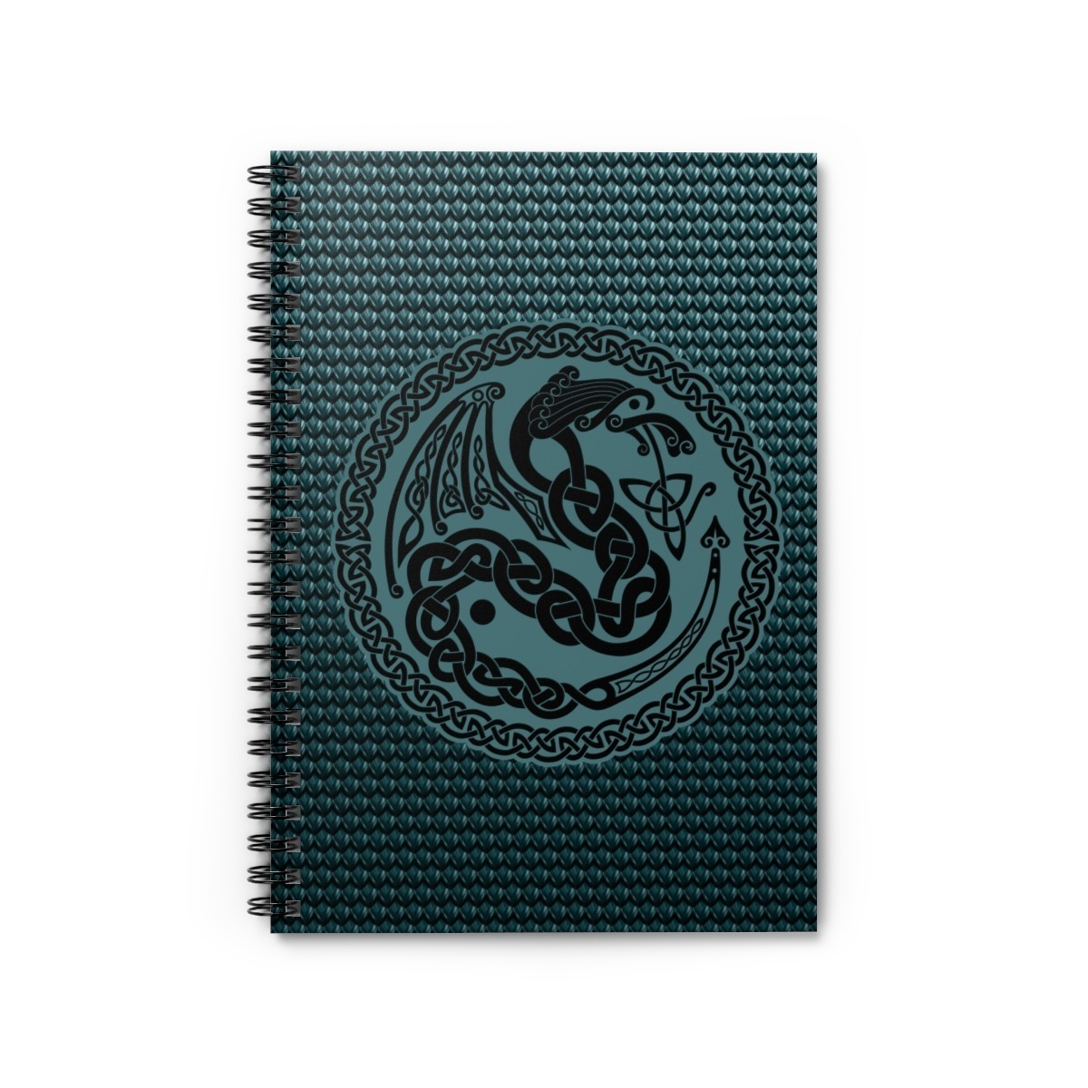 Teal Celtic Dragon Line Spiral Notebook