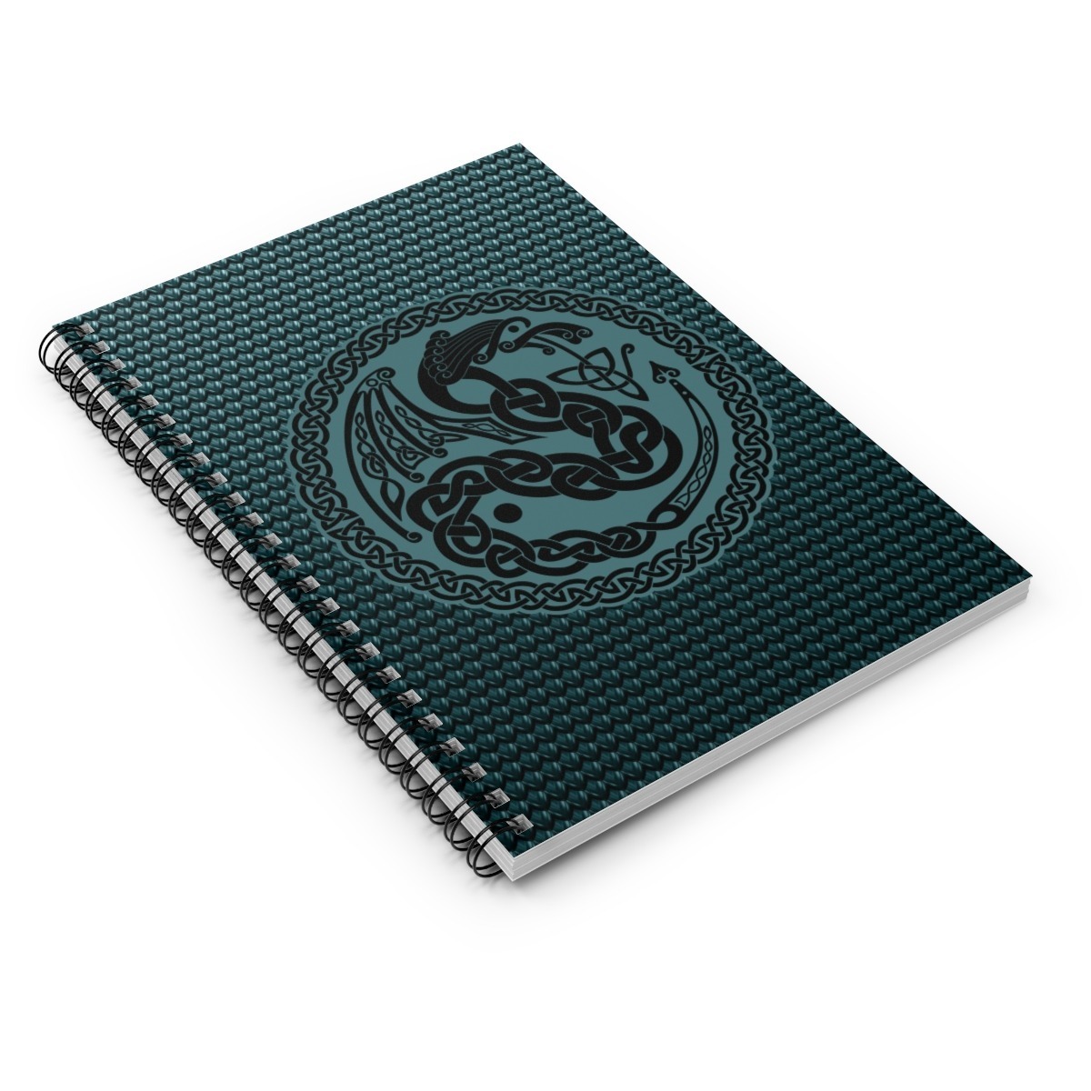 Teal Celtic Dragon Line Spiral Notebook
