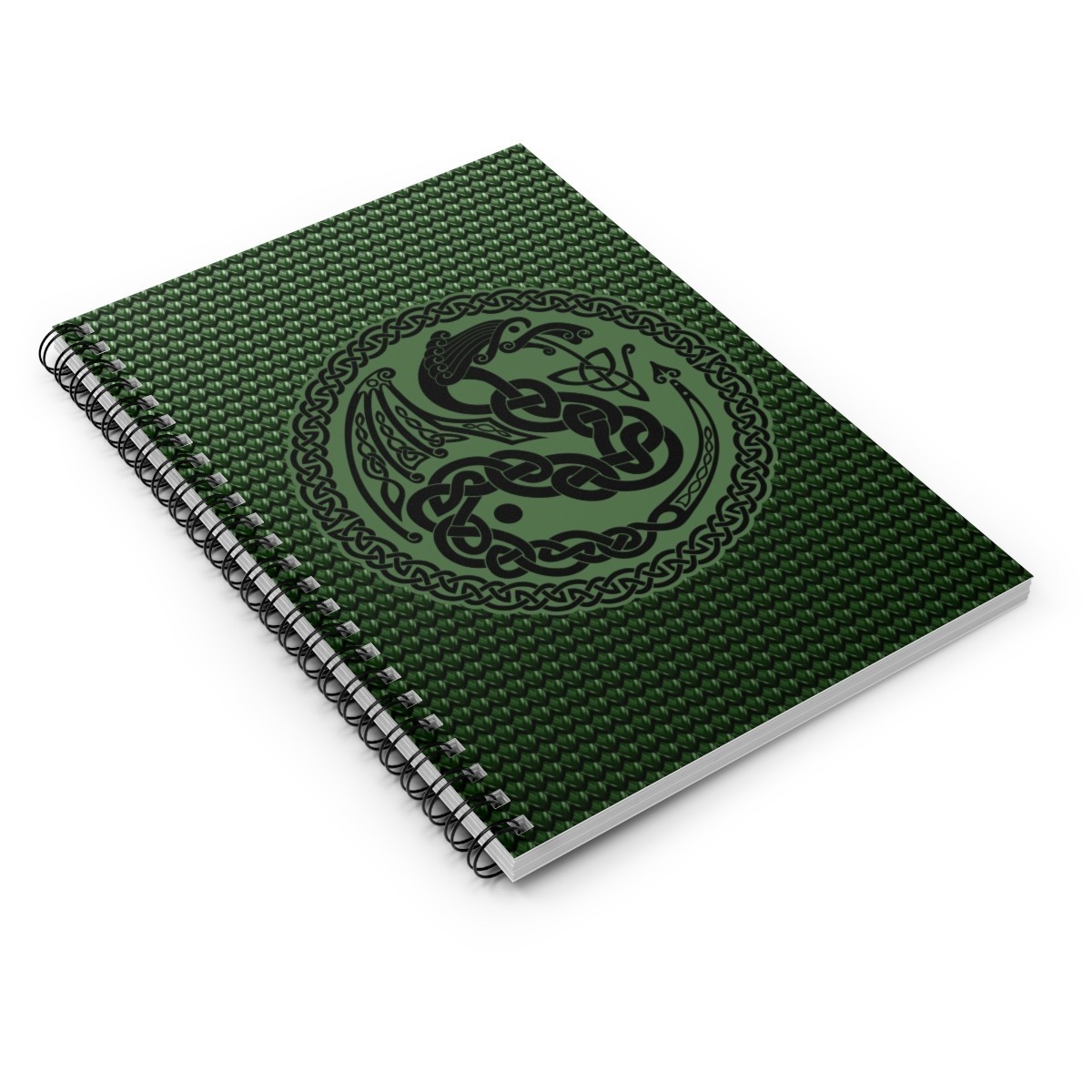 Green Celtic Dragon Ruled Line Spiral Notebook