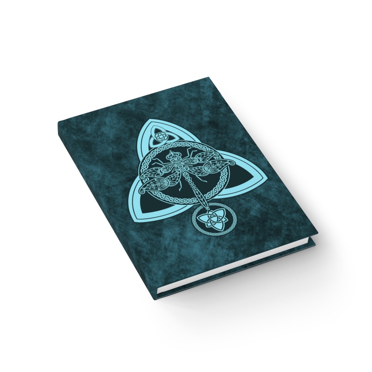 Aqua Celtic Dragonfly Ruled Line Hardcover Journal