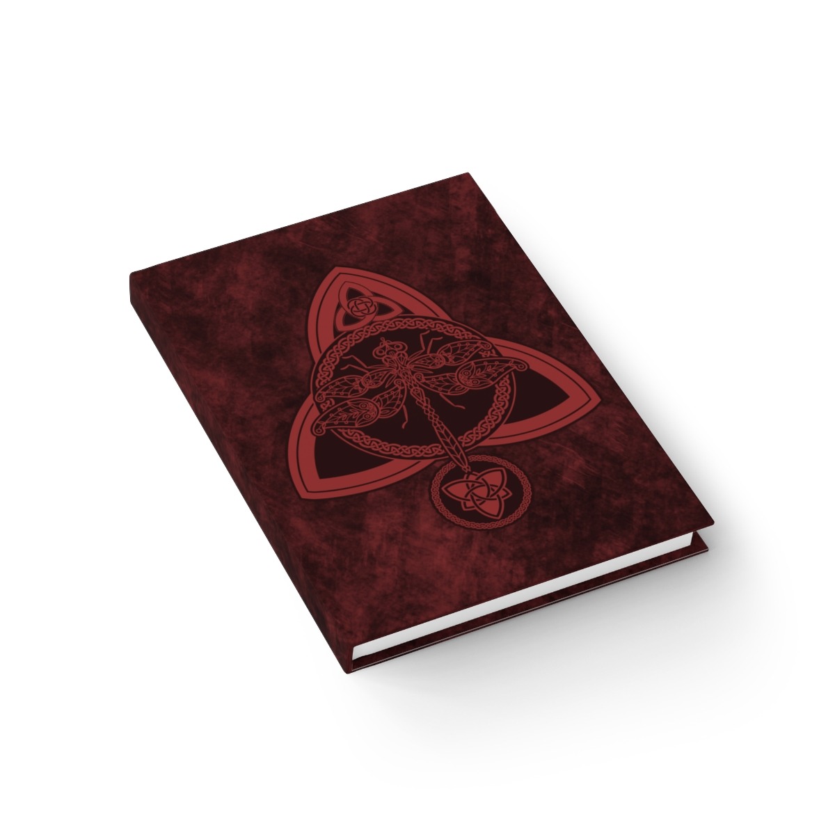 Red Celtic Dragonfly Ruled Line Hardcover Journal