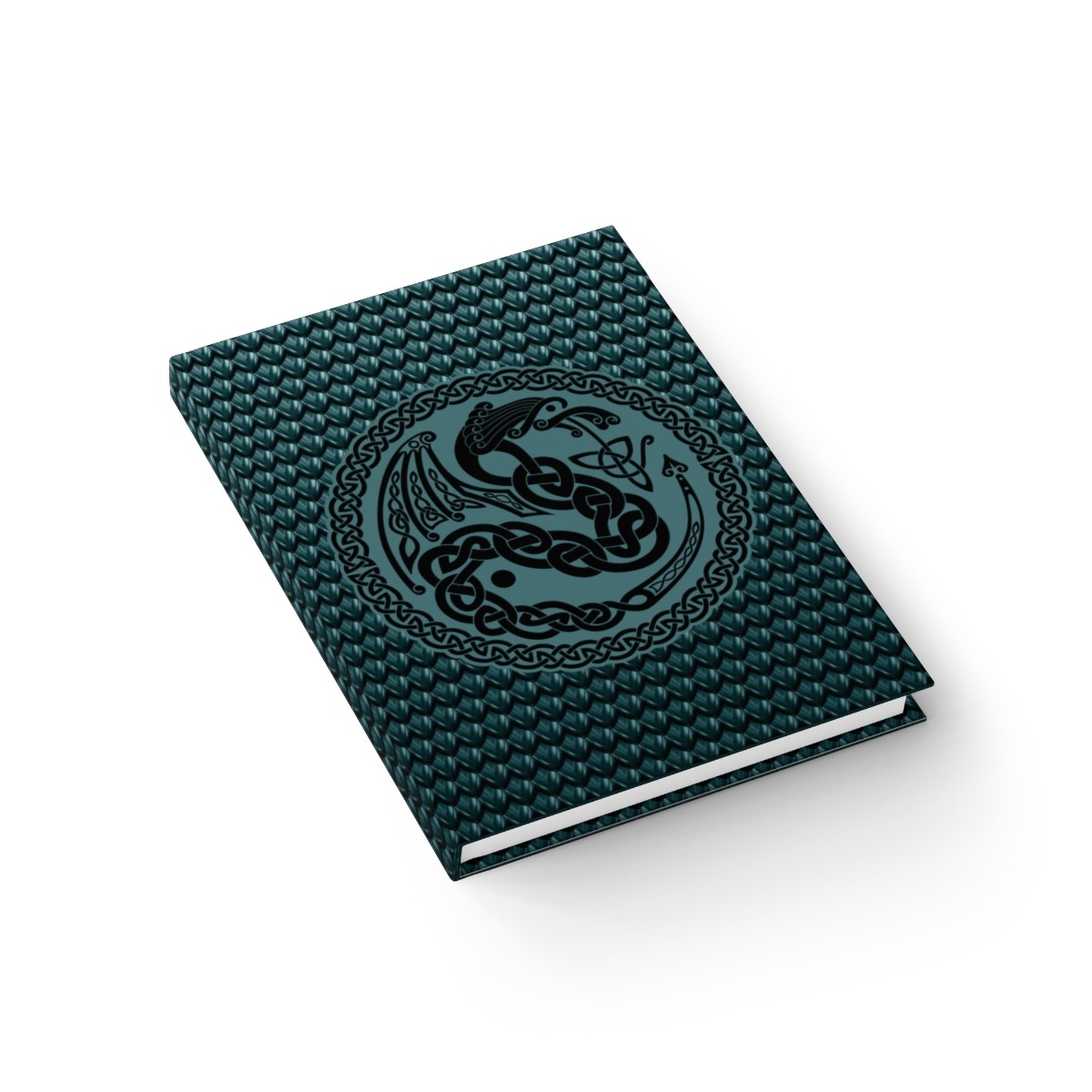 Teal Celtic Dragon Ruled Line Hardcover Journal