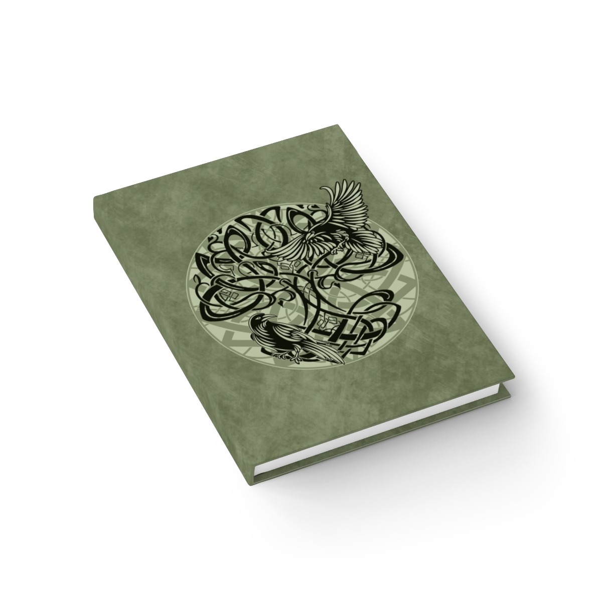 Green Yggdrasil Ravens Ruled Line Hardcover Journal