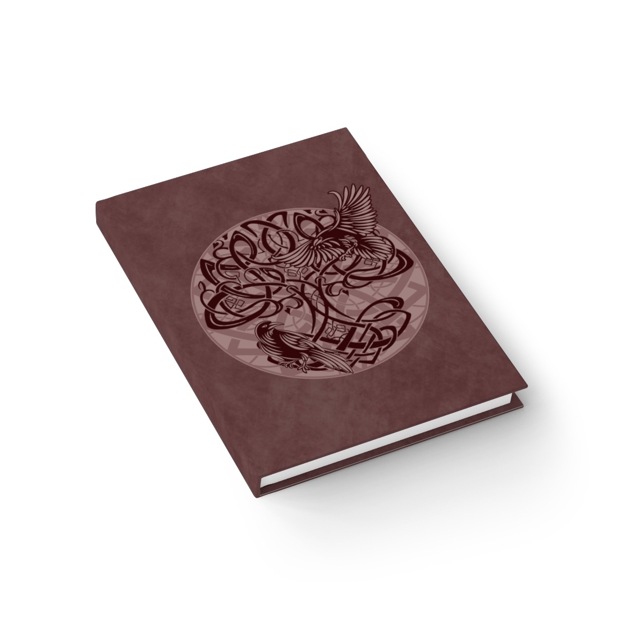 Maroon Yggdrasil Ravens Ruled Line Hardcover Journal