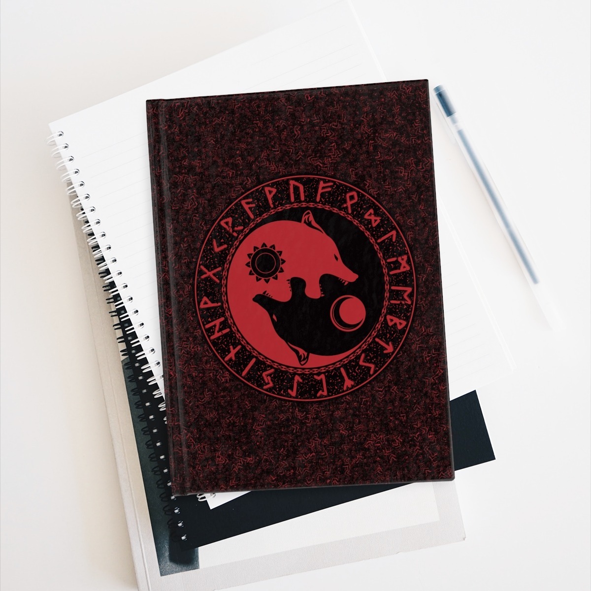 Red Runic Wolves Yin-Yang Journal