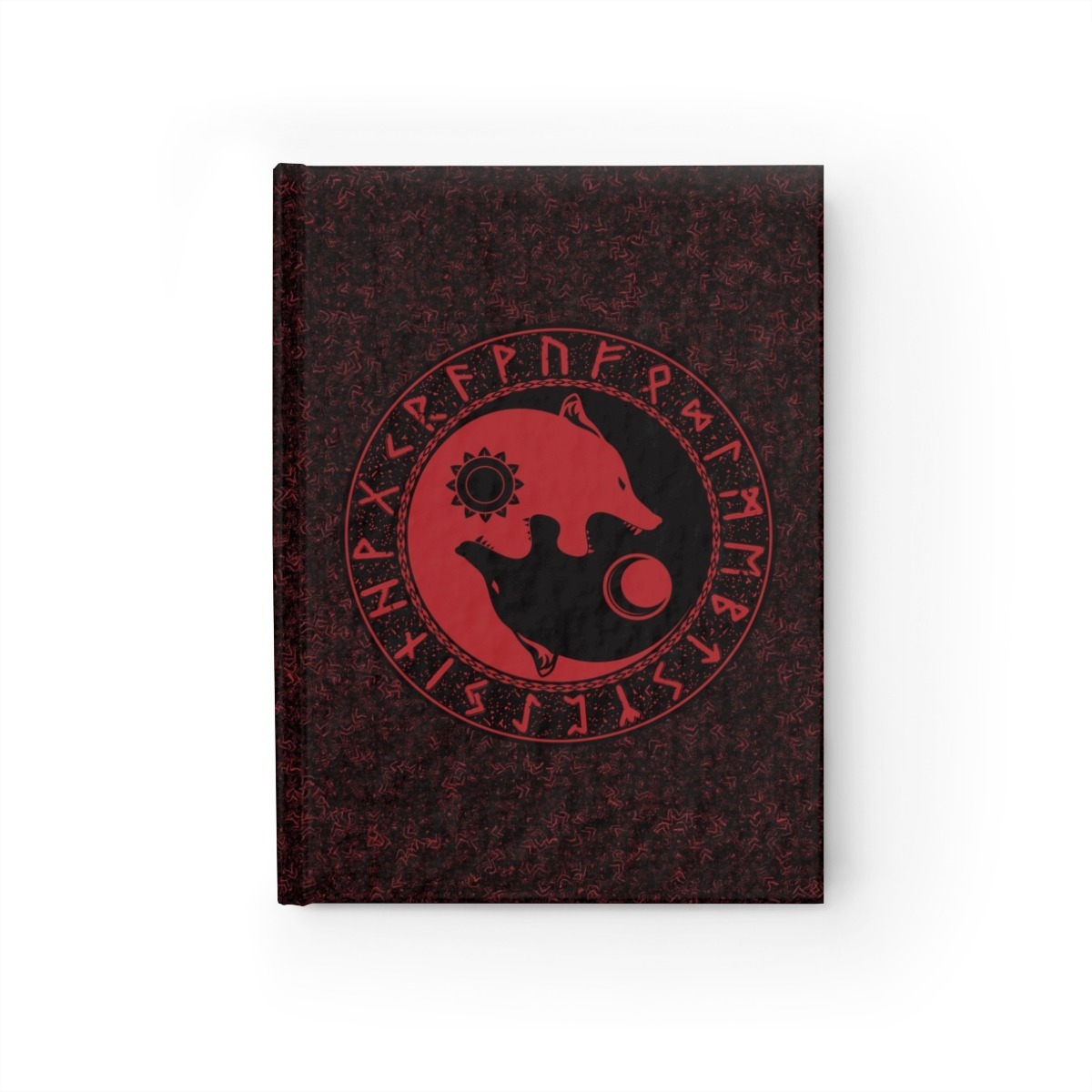 Red Runic Wolves Yin-yang Journal – Ruled Line