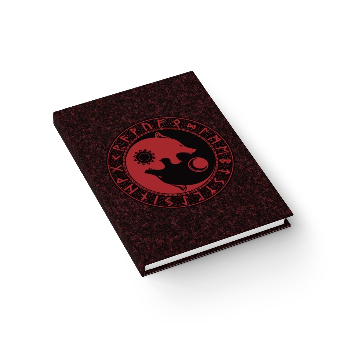 Red Runic Wolves Yin-yang Journal – Ruled Line