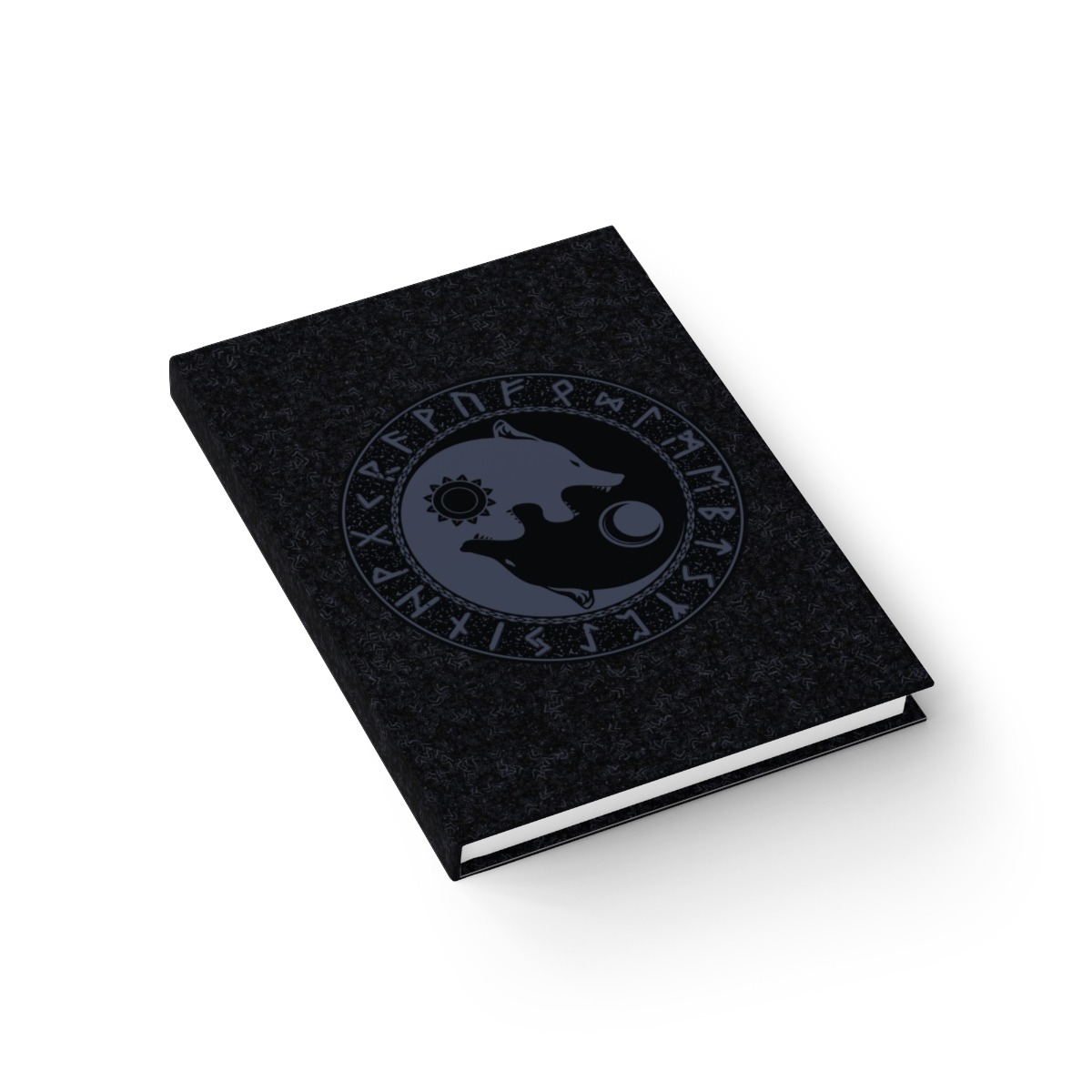 Navy Blue Runic Wolves Yin-yang Journal – Ruled Line