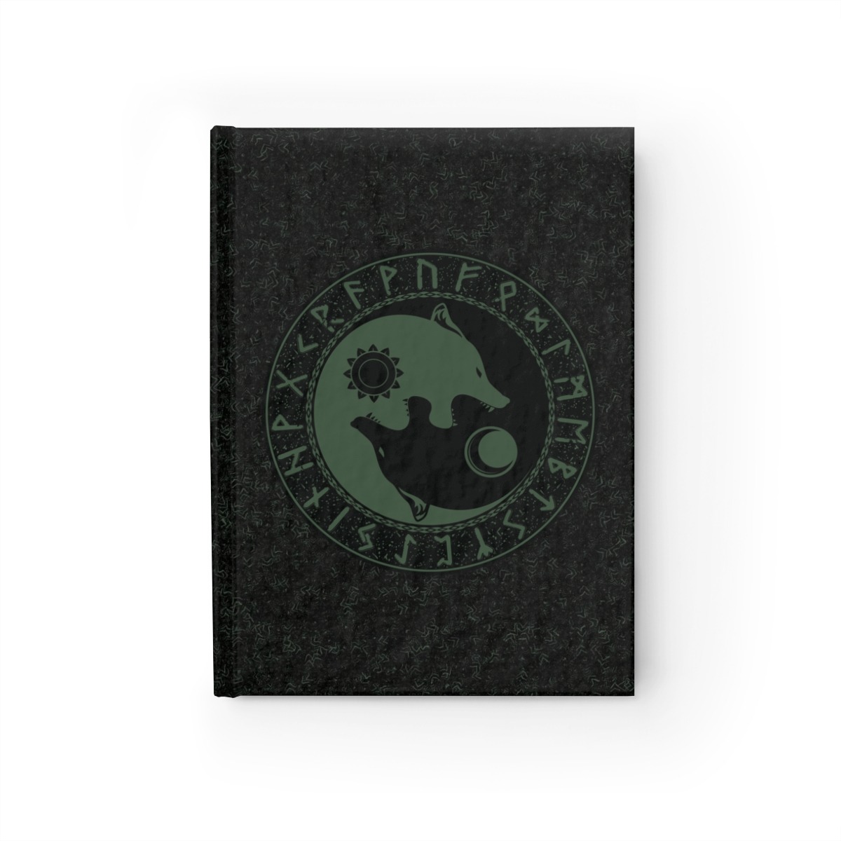 Forest Green Runic Wolves Yin-yang Journal – Ruled Line