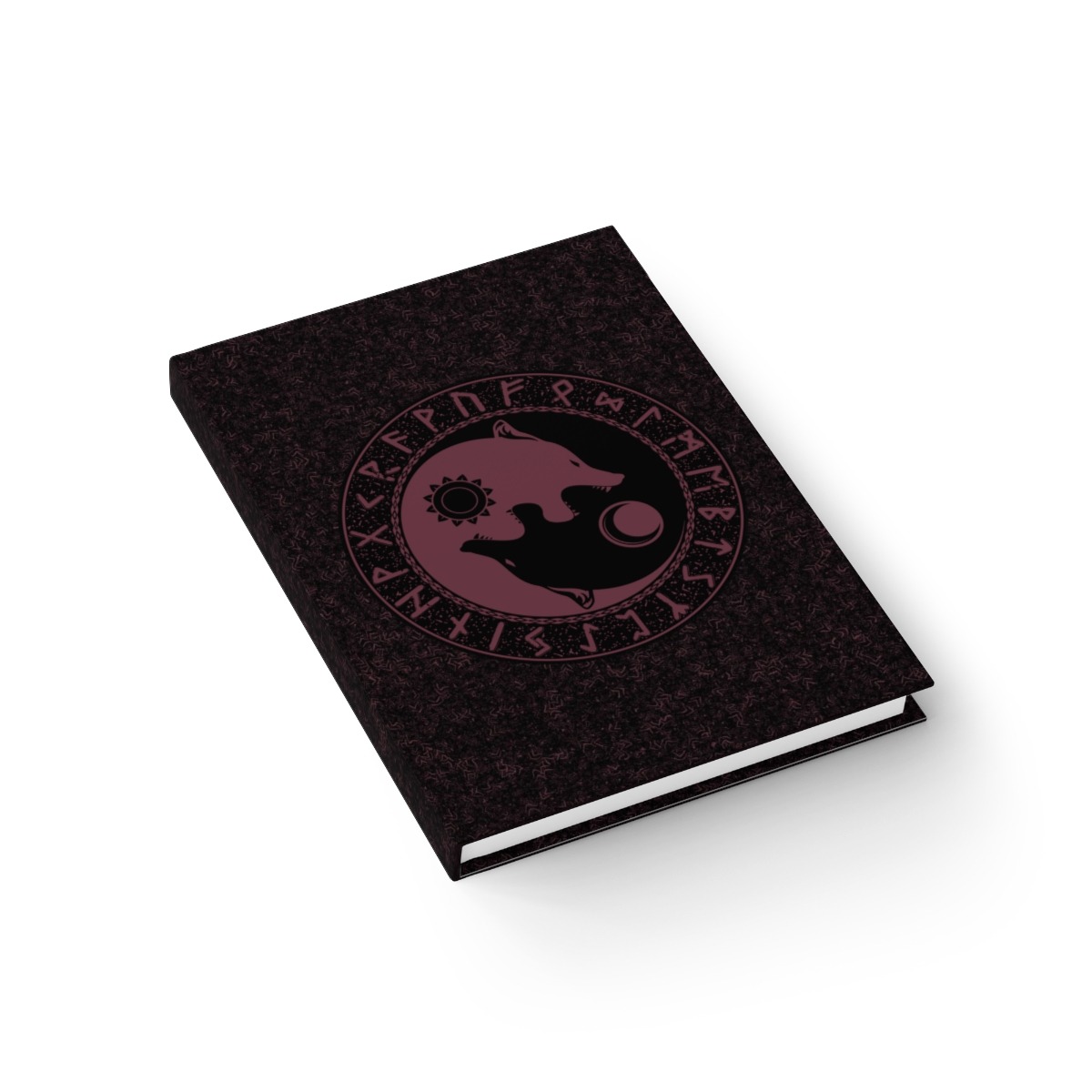Maroon Runic Wolves Yin-yang Journal – Ruled Line