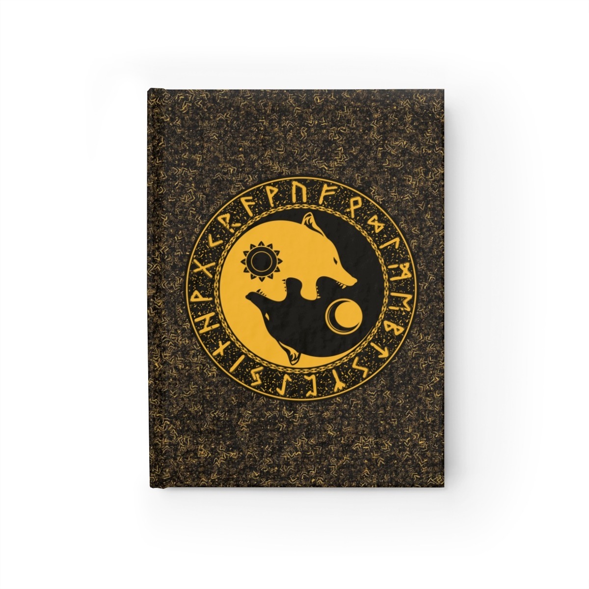 Yellow Runic Wolves Yin-Yang Journal