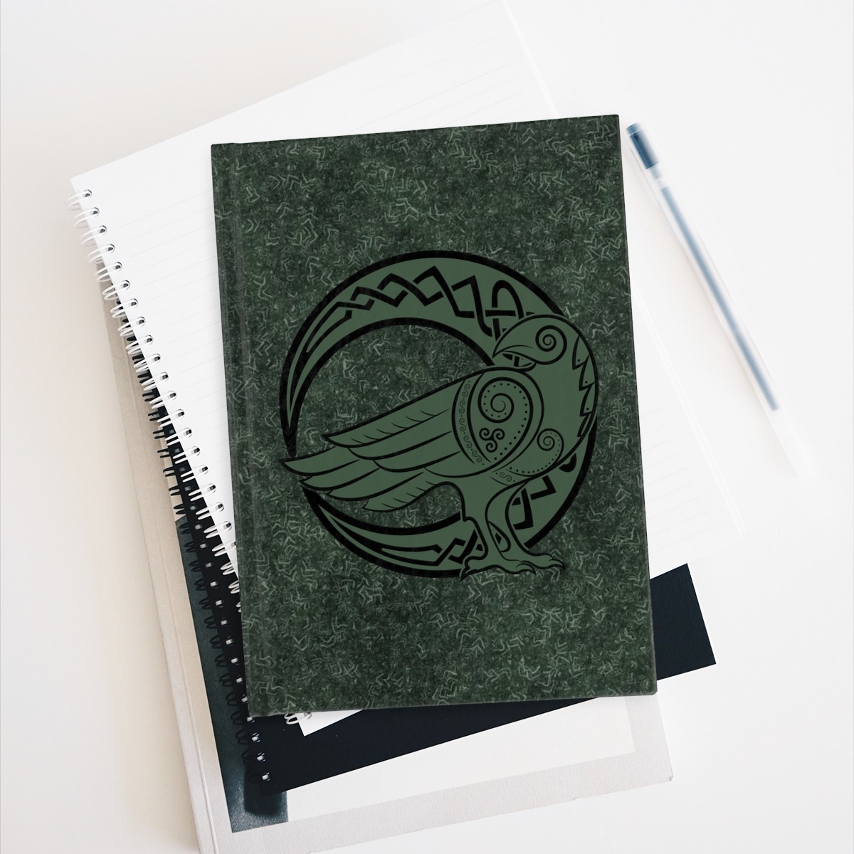 Forest Green Raven Crescent Moon Journal